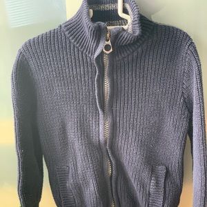 Zara Mock Neck Blue Zipper Sweater